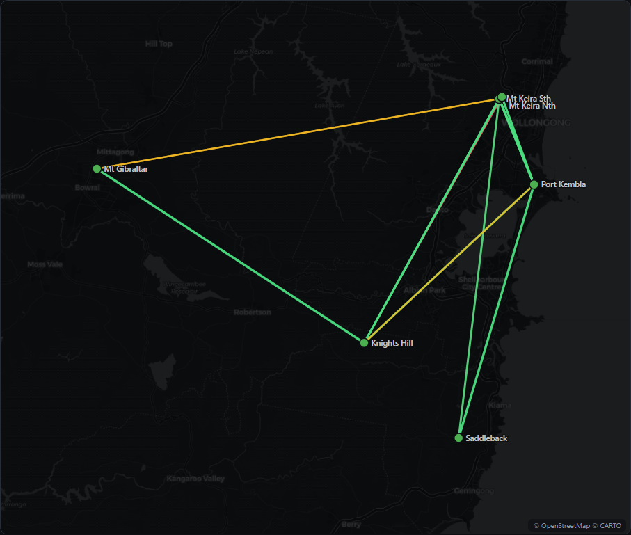 Map of the LUX station fleet around the Illawarra